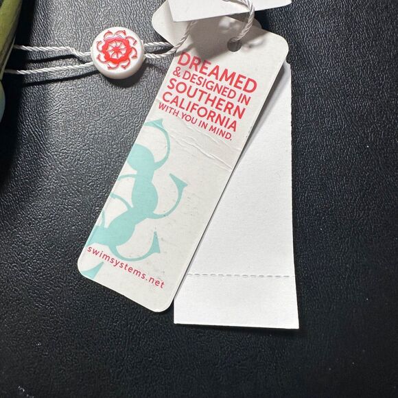 Swim Systems Ruffle Slide Push Up Triangle Swim Top Medium Green/Blue Black New - Picture 2 of 8